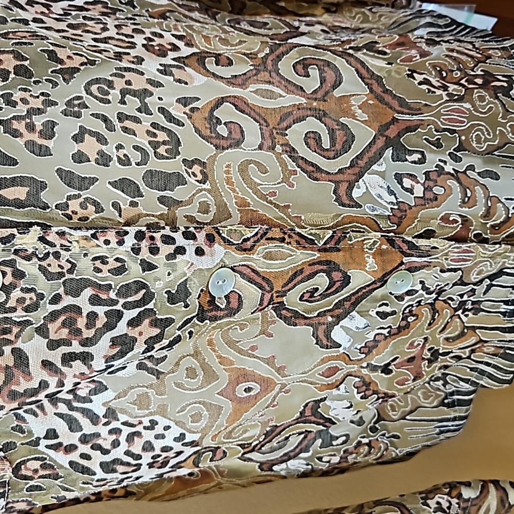 ALFRED DUNNER BUTTON DOWN SHIRT TOP BLOUSE ANIMAL PRINT LEOPARD 8 INSTINCT - Picture 4 of 9